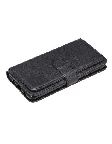 Svart plånboksfodral för Redmi Note 8 Pro sett framifrån med stängd design