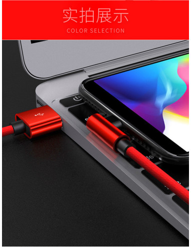 3m Slitstark Flätad Metallic USB-C Kabel Quick Charge 3.0