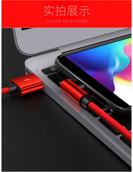 3m Slitstark Flätad Metallic USB-C Kabel Quick Charge 3.0