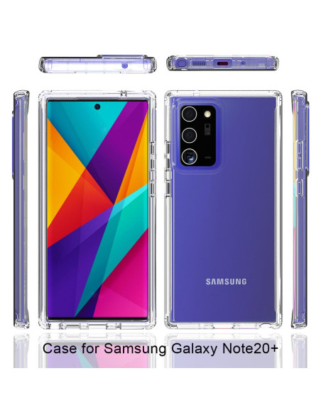 Transparent 360° Heltäckande Skal för Samsung Note 20 Ultra, visat framifrån med telefonens skärm synlig