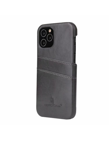Svart Retro skal för iPhone 12 Pro med korthållare, sett snett bakifrån