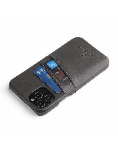 Svart retro-skal med korthållare för iPhone 12 Pro Max, sett från sidan