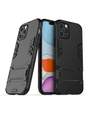 iPhone 12 Pro Max skal i TPU med kickstand, sett från sidan med telefonen monterad