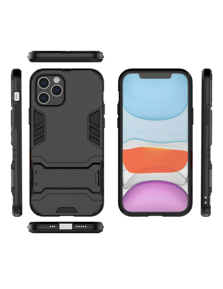iPhone 12 Pro Max skal ThinArmor med kickstand, visat framifrån med telefonen i fodralet
