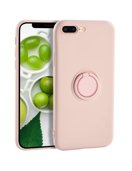 Svart stöttåligt skal med ringhållare för iPhone 7 Plus och 8 Plus, sett från sidan med telefonen i skalet