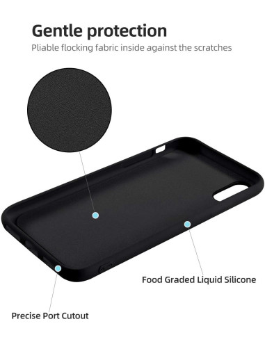 Svart stöttåligt skal med ringhållare för iPhone XS Max, detaljvy av insidan med mjukt material