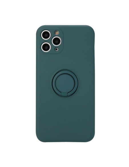 Grönt stöttåligt skal med ringhållare för iPhone 11 Pro Max, sett från sidan