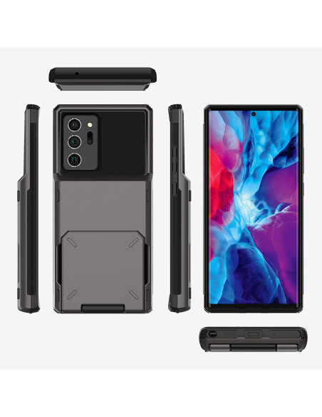 Samsung Note 20 Ultra skal med kortfack, visat bakifrån med kortfacket framträdande