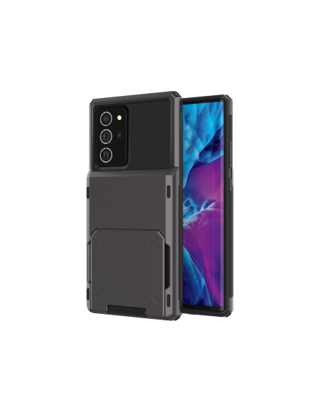 Samsung Note 20 Ultra skal med kortfack, sett från sidan med telefonen i fokus