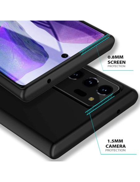 Samsung Note 20 Ultra Gummibelagd Mattsvart Silikon Skal med Kameraskydd