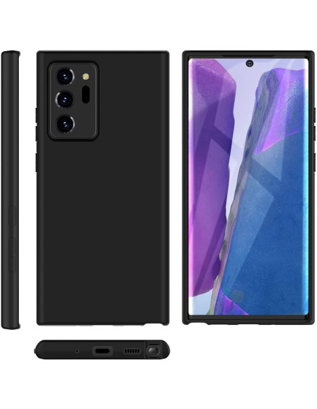 Samsung Note 20 Ultra Gummibelagd Mattsvart Silikon Skal med Kameraskydd