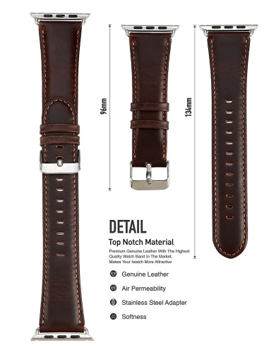 Apple Watch Series 6 44mm Stilren Läderarmband - Mörkbrun