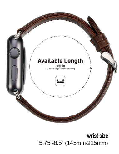 Apple Watch Series 6 44mm Stilren Läderarmband - Mörkbrun