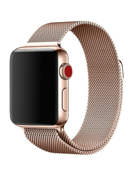 Milanesisk looparmband i roséguld för Apple Watch SE 40mm, sedd från sidan