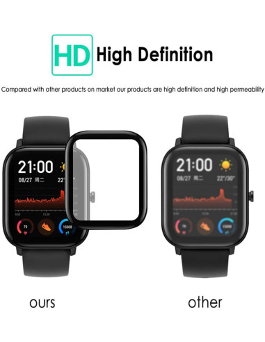 Amazfit GTS med 3D härdat glas, jämförelse av skärmens klarhet och design