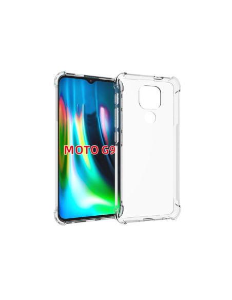 Transparent TPU-skal för Motorola Moto E7 Plus med förstärkta hörn, sett framifrån