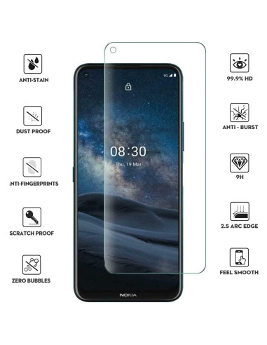 Härdat glas för Nokia 8.3 med tydlig vy av skärmen och skyddet applicerat