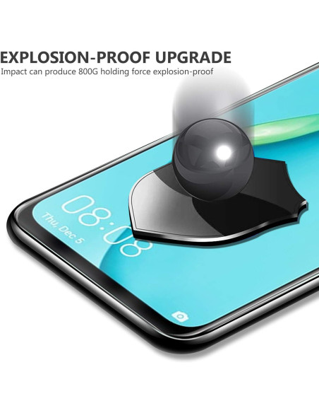 Detaljvy av härdat glas för Huawei P40 Lite, visar skyddets passform och skärmens klarhet