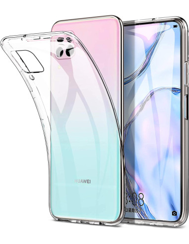Genomskinligt TPU-skal för Huawei P40 Lite, sett från sidan med mjuka kurvor