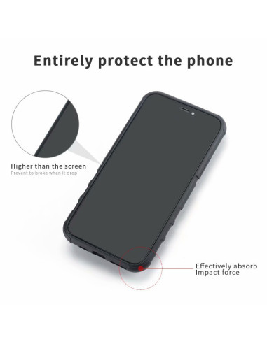 iPhone 12-skal med stöttålig design, visat från sidan med fokus på skyddande kanter