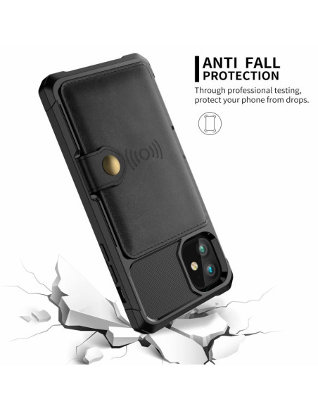 Svart iPhone 12 Mini skal med stöttålig design och stängning, sedd från sidan