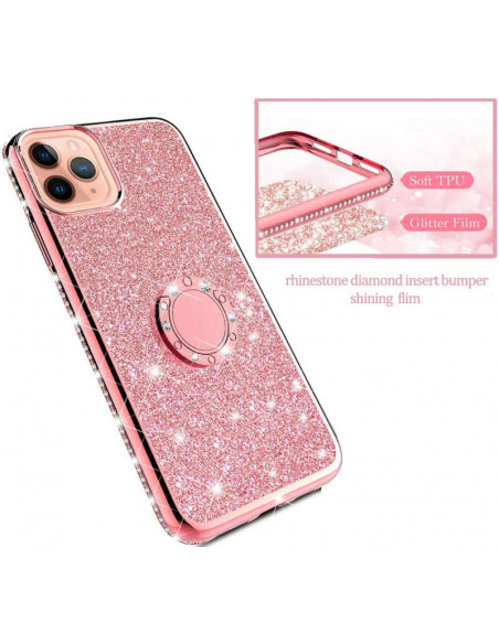 iPhone 12 Pro Max Stötdämpande Skal med Ringhållare Strass