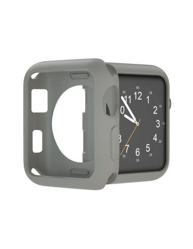 Grått bumperskal för Apple Watch SE 40mm med öppen vy som visar klockans skärm och detaljer