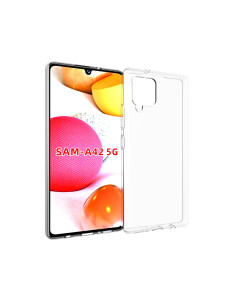 Transparent stötdämpande skal för Samsung A42 5G, sett från sidan och baksidan 2