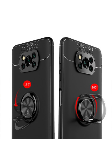 Xiaomi Poco X3 NFC Praktisk Stöttåligt Skal med Ringhållare V3