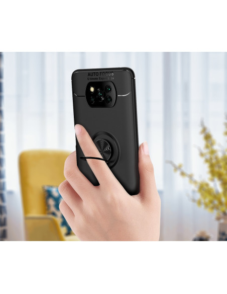Xiaomi Poco X3 NFC Praktisk Stöttåligt Skal med Ringhållare V3