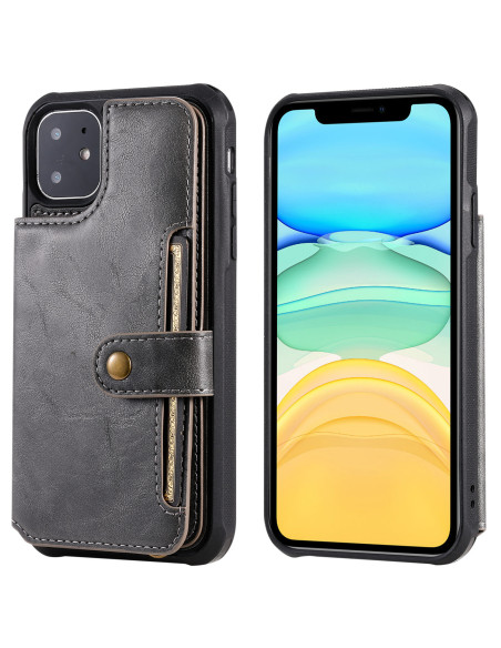 Svart plånboksfodral i konstläder för iPhone 12 Mini med stängning och kortfack