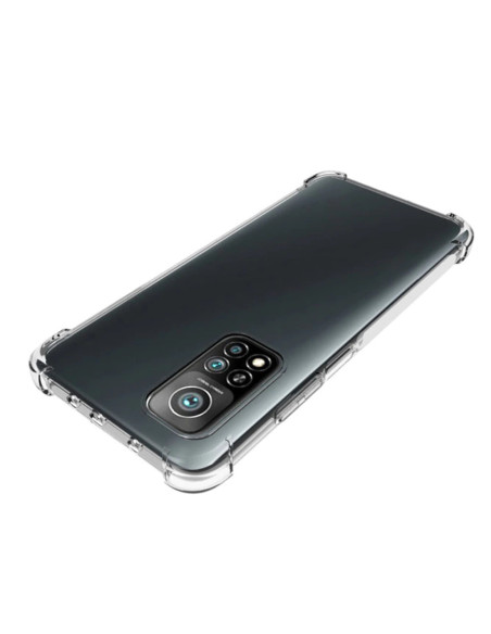 Transparent TPU-skal för Xiaomi Mi 10T med förstärkta hörn, sett bakifrån