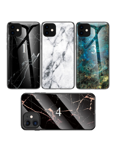 iPhone 12 / 12 Pro Marmorskal 9H Härdat Glas Baksida Glassback V2