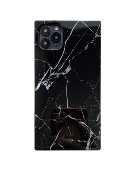 Svart marmorskal för iPhone 11 Pro med vit marmorering, sett bakifrån