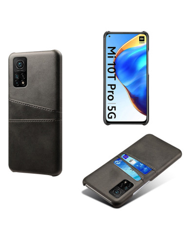 Svart TPU-skal för Xiaomi Mi 10T Pro med kortfack, visad från sidan och bakifrån