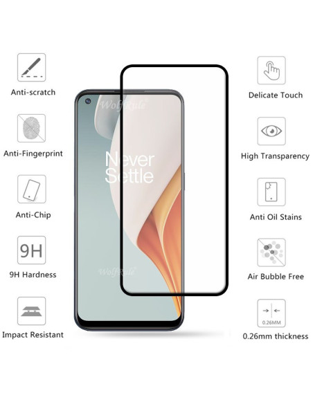 Härdat glas för OnePlus Nord N100, visat framifrån med rundade kanter