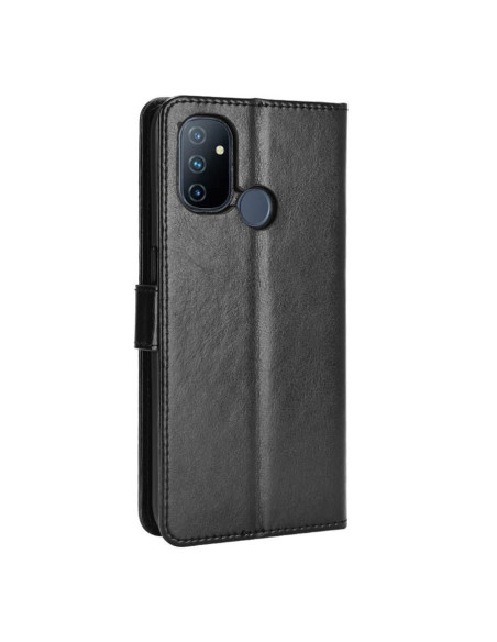 Svart plånboksfodral för OnePlus Nord N100 med stängd design och magnetlås