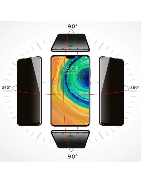 Xiaomi Mi 10T / Mi 10T Pro Privacy Härdat glas i detaljvy med skärmskyddets svarta kant