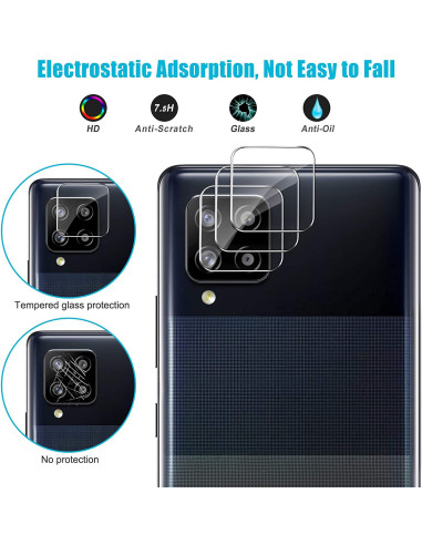 Detaljvy av Samsung Galaxy A42 5G med kameralinsskydd i glas och skyddande funktioner