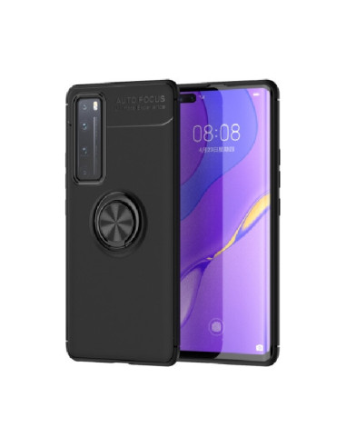 Svart stöttåligt skal för Huawei P Smart 2021 med ringhållare, sett framifrån