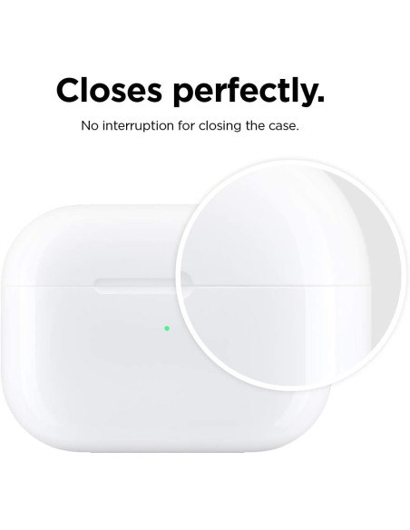 AirPods Pro-fodral med Dust Guard som stängs helt utan avbrott, detaljvy av stängningsmekanismen