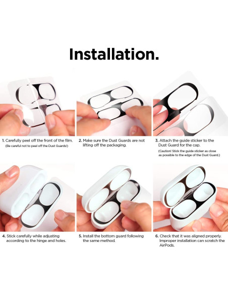 Installationssteg för AirPods Pro Dust Guard med fokus på placering av skyddet