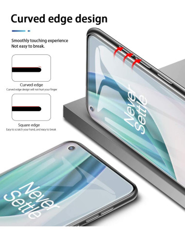 Närbild av härdat glas med rundade kanter för OnePlus Nord N10