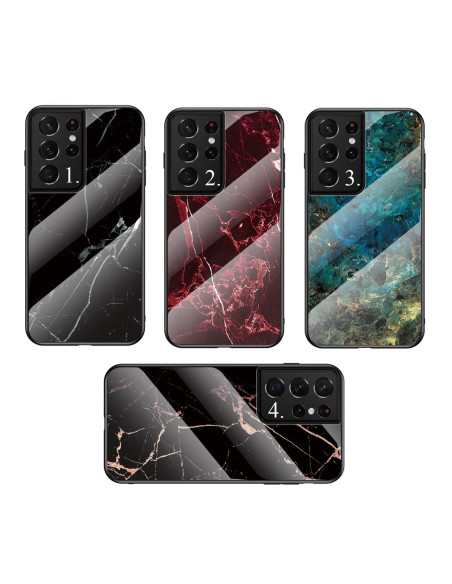 Samsung S21 Ultra Marmorskal 9H Härdat Glas Baksida Glassback V2