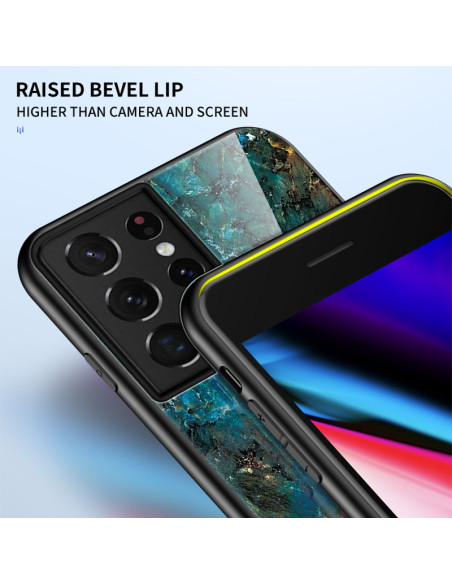 Samsung S21 Ultra Marmorskal 9H Härdat Glas Baksida Glassback V2