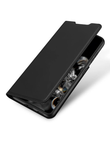 Svart Flipfodral Skin Pro för Samsung S21 Ultra, stängt med elegant yta
