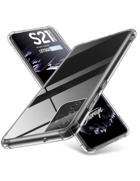 Samsung S21 Plus skal i transparent TPU med förstärkta hörn, sett från sidan