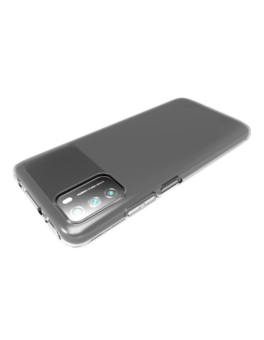 Transparent TPU-skal sett bakifrån, med fokus på kamerautskärningen på Xiaomi Poco M3