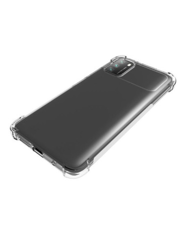 Transparent TPU-skal för Xiaomi Poco M3, sedd från sidan med förstärkta hörn