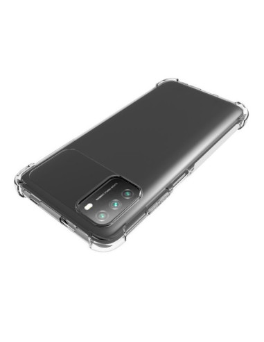 Transparent TPU-skal för Xiaomi Poco M3, sett bakifrån med förstärkta hörn